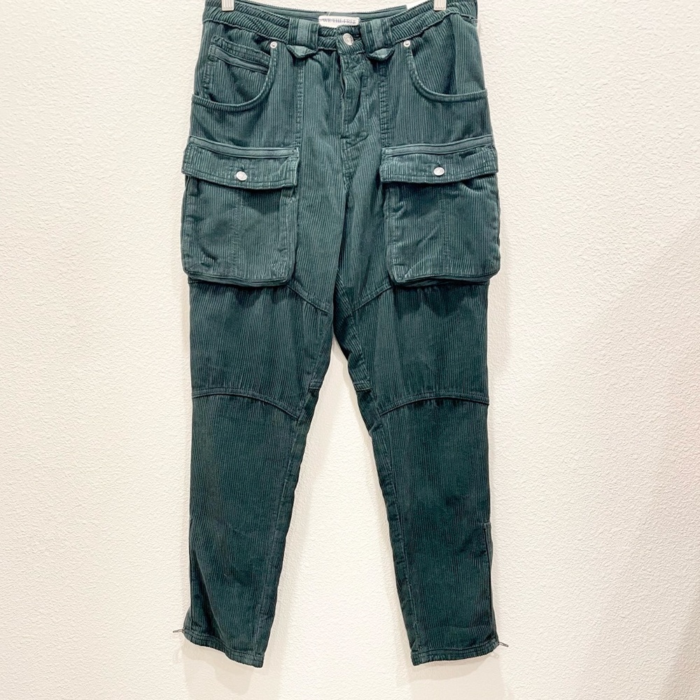 NWT! FREE PEOPLE We The Free London Calling Green Corduroy Cargo Pants!